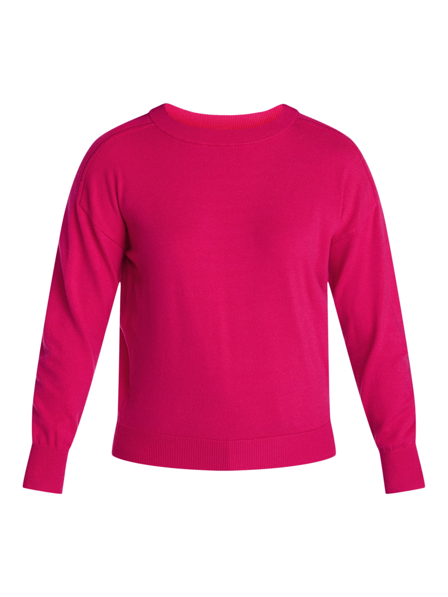Time and Tru Women's Crewneck Sweater with Long Sleeves, Lightweight, Sizes XS-XXXL
