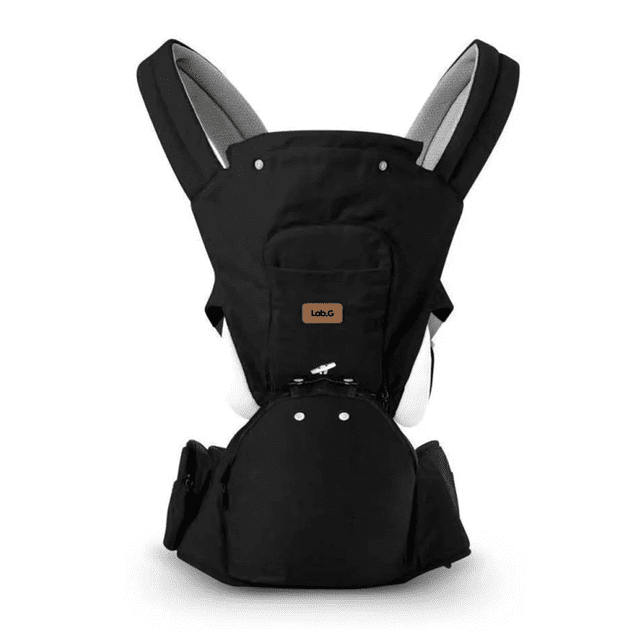 Canguro para Bebé, Cangurera Portabebé Tipo Fular Niños de 0 a 36 Meses Lab.G Negro Gris