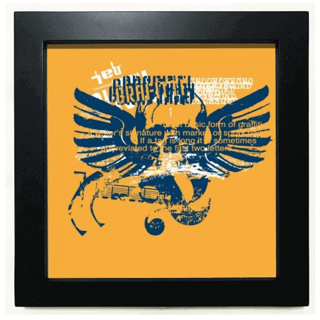 Blue Orange l Wings Graffiti Street Black Square Frame Picture Wall Tabletop