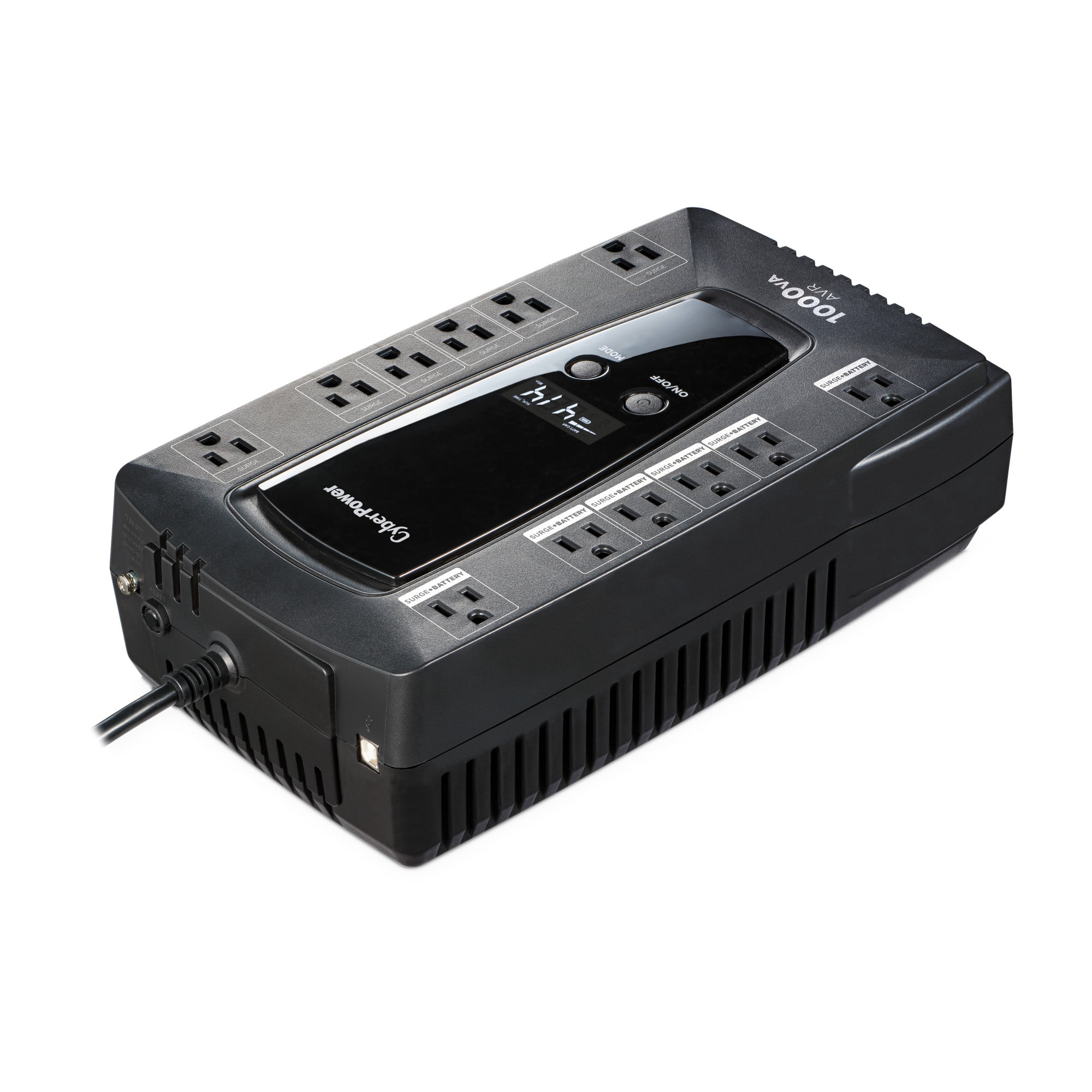 CyberPower LE1000DG Battery Backup UPS, 1000VA/530W, 120V, 12 Outlets, AVR, LCD Display, 5 ft, Black
