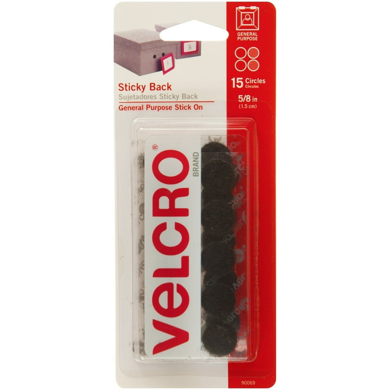 VELCRO Brand Dots with Adhesive | Sticky Back Round Hook and Loop Closures  for Organizing, Arts and Crafts, School Projects, 5/8in Circles Black 15 ct