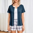 thumbnail image 6 of Women’s Mastectomy Shirt with Drain Pockets Short Sleeve Post Surgery Shirt Hook and Loop Port Access Top Dark Blue XL, 6 of 9