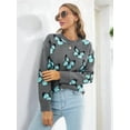 thumbnail image 5 of Women'S Casual Butterfly Print Knitted Pullover Sweaters Long Sleeve Crew Neck Jumper Tops Gray M, 5 of 9