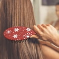 thumbnail image 3 of Red Christmas Snowflake Pattern Hair Brush,Girls Detangling Hair Brush,Glide Through Tangles with Ease for Wet & Dry Hair,8.8"X2.8", 3 of 7