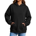 thumbnail image 5 of Qgtaibl Women's Hoodies Solid Color Oversized Fleece Pullover Tops Geometric Stitched Long Sleeve Hooded Sweatshirts Black XXL, 5 of 6
