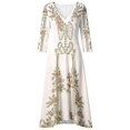 thumbnail image 5 of Huowey Halloween Witch Women Gothic Skeleton Dresses Flowy Elegant Cosplay Party Gown Long Sleeve V-Neck Trendy Trick Or Treat Dress,Beige,XXXL, 5 of 5