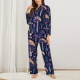 thumbnail image 3 of Kll Floral Hippie Mushrooms Print Women'S Long Sleeve Pajamas With Pants Sleepwear Loungewear 2 Set-X-Large, 3 of 9
