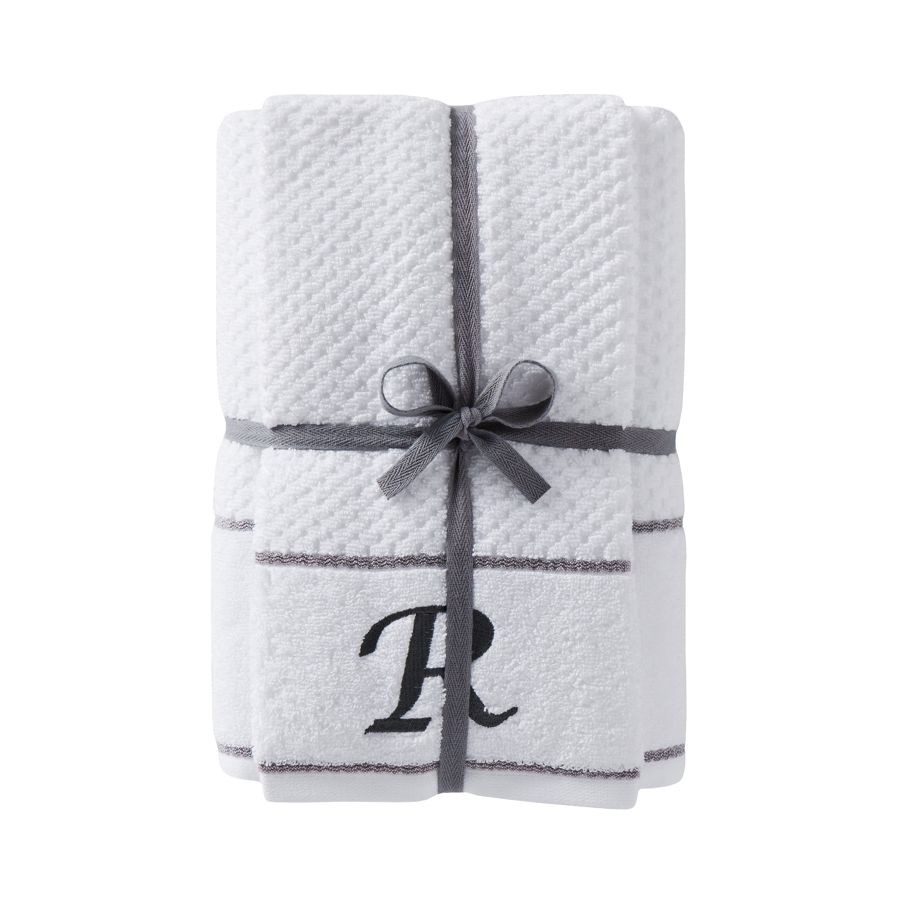 SKL Home Monogram 'R' Bath and Hand Towel Set, White, 4 piece