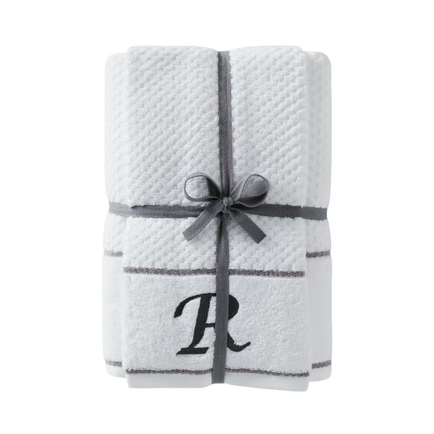 SKL Home Monogram "R" Bath and Hand Towel Set, White, 4 piece Walmart