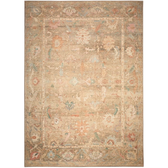 Nourison Vintage Washables 5'3" x 7'3" Taupe Multicolor Vintage Indoor Non-Slip Flatweave Rug