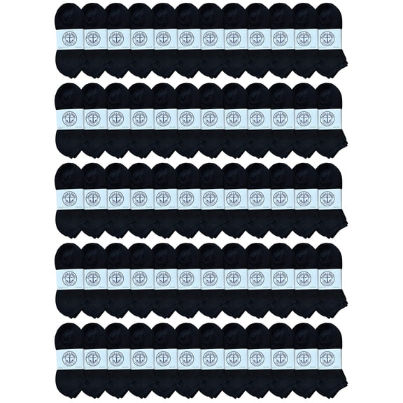 SOCKS'NBULK Women's No Show Socks, Soft Sports Socks In Bulk, (Size 9-11) (Black, 60)