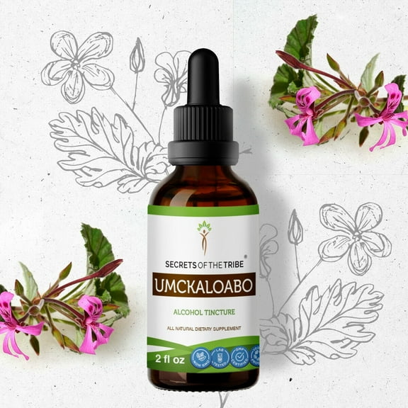 Secrets Of The Tribe Umckaloabo Tincture Dietary Supplement, Natural Herbal Extract for Respiratory Health Support, Umckaloabo (Pelargonium sidoides) Dried Root, Alcohol Extract, Drops 2 oz