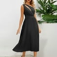 thumbnail image 6 of bnaln Plus Size Dresses for Women Party Wear Elegant Summer Dress Pleated Sleeveless Dress Solid Classical Trendy Midi Dress Ladies Casual Long Tank Dress Beach Wedding Guest, 6 of 9