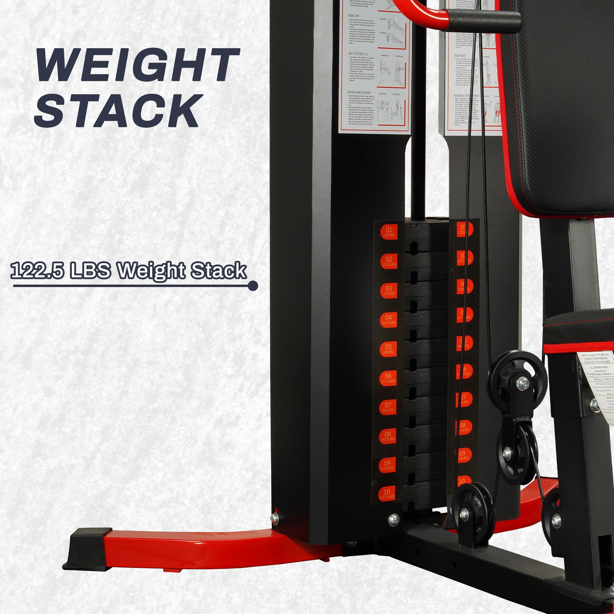 INTRTLOCKINGING TILES Home Gym Equipment, Full Body Workout Weight Machine with 122.5LB Stack, Cable Pulley System for Home Strength Training