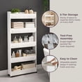 thumbnail image 6 of Lavish Home Slim Rolling Storage Cart On Wheels - 5-Tier Rolling Utility Cart for Bathroom, Kitchen, and Laundry Room Storage- Bathroom Shelves (White), 6 of 10