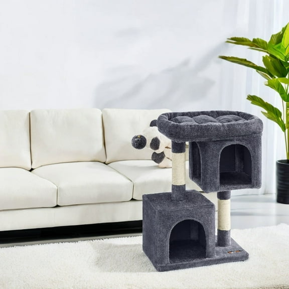 Cat Tree, 29.1-Inch Cat Tower, Cat Condo for Large Cats up to 11 lb, Large Cat Perch, 2 Cat Caves, Scratching Post, Cat Houses for Indoor Cats