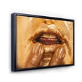 thumbnail image 3 of Close Up Of Female Lips With Bright Golden Makeup i 20 in x 12 in Framed Photography Canvas Art Print, by Designart, 3 of 5