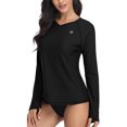 thumbnail image 3 of Women Rash Guard Swim Shirt Long Sleeve Sun Protection Thumb Hole UPF 50, 3 of 6