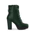 thumbnail image 3 of BLISSFUL STEP Women's Platform Buckle Lace Up Block Heel Ankle Boot, 3 of 7