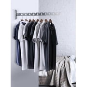 Rzvnmko Wall Mounted Clothes Hangers Rack,Foldable Stainless Steel Wall Mounted Clothes Hanger Rack with Swing Arm Space Saver for Laundry Room Bedroom Bathroom Kitchen