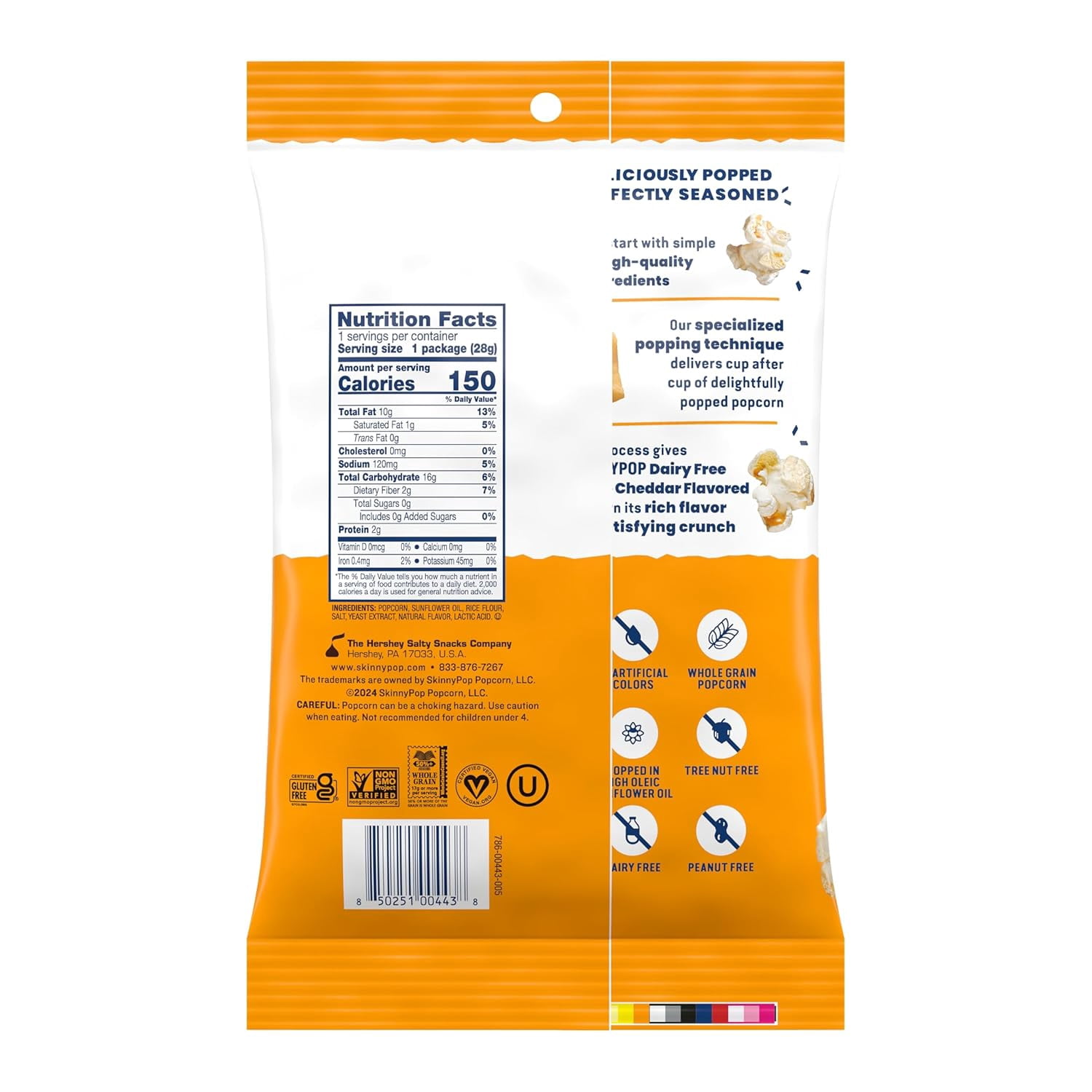 SKINNYPOP POPCORN WHITE CHEDDAR – 12CT × 1OZ BAGS MULTIPACK