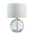 thumbnail image 2 of Benjara 21 Inch Table Lamp, White Drum Shade, Round Clear Glass Base, Brass Metal, 2 of 5