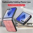 thumbnail image 2 of Dteck for Samsung Galaxy Z Flip 6 5G Case, Retro PU Leather Ultra Thin Slim Durable Shockproof Protective Phone Cover for Samsung Galaxy Z Flip6, Pink, 2 of 6