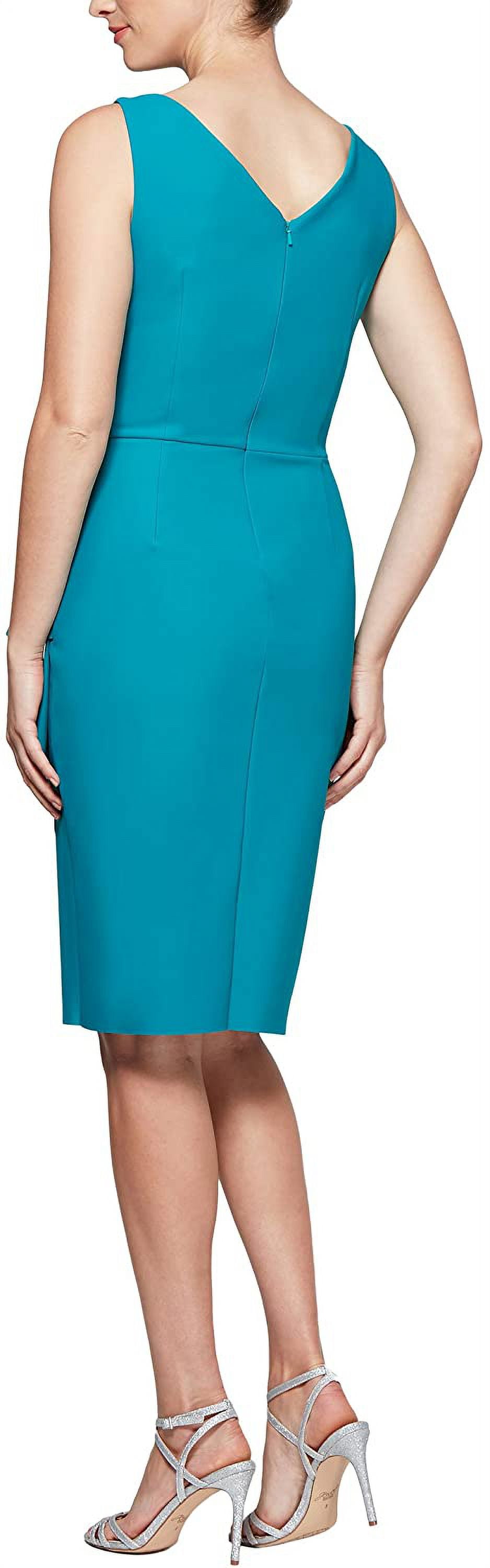 Alex Evenings Women's Slimming Short Ruched Dress with Ruffle(Petite and  Regular) 10 Turquoise - Walmart.com