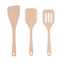 IBASETOY 3pcs Kitchen Utensil Set Wood Non Toxic Ergonomic Long Handles for Home Cooks Cooking