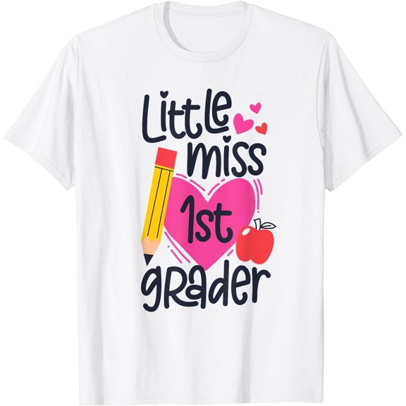 Little Miss 1st Grader First Day Of Hello First Grade Girls T-Shirt