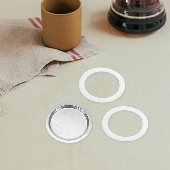Raindrops Espresso Maker Sealing Gasket Silver Silicone 3 Cup Size 1 Set
