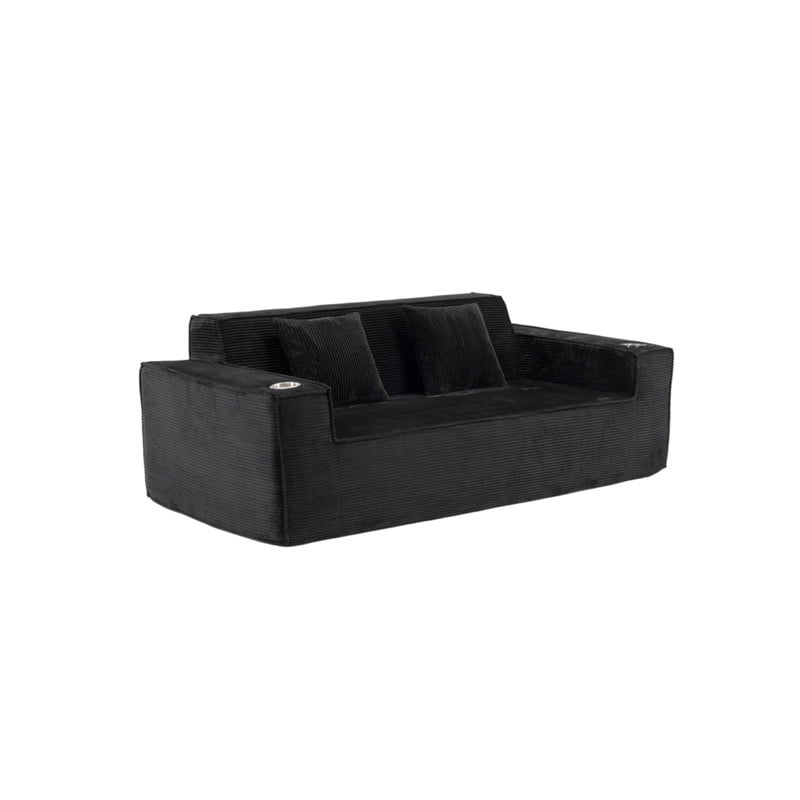 75'' Modern Boneless Loveseat Sofa Couch with 2 Cup Holders & 2 Pillows for Living Room, Corduroy Love Seat Couches with Deep Seat