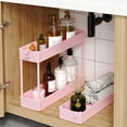 thumbnail image 4 of LLMRR 3 Tier Slim Rolling Cart, Rolling Storage Cart with Lockable Wheels, Bathroom Storage Cart, Mobile Shelving Unit Cart, Storage Organizer for Kitchen Bathroom, Pink, 4 of 7