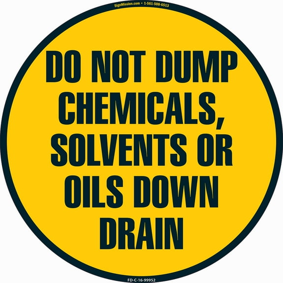 Do Not Dump Chemicals Non-Slip Floor Marker | 16" Circle Vinyl Decal | Protect Your Business, Work Place & Customers | Â Made in The USA