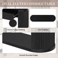 thumbnail image 5 of Harper & Bright Designs Oval Fluted Console Table with 2 Storage Drawers, Solid Wood Entryway Table with Bottom Shelf, Farmhouse Curved Sofa Table with Smooth Metal Slides for Living Rooms, Black, 5 of 10