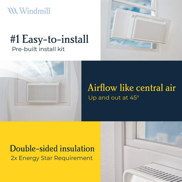 Windmill Air Conditioner 6,000 115V Smart Window AC, Easy to Install, Quiet, 2X Insulation, Auto-Dimming LED Display, App Voice and Remote White Walmart.com