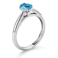 thumbnail image 3 of Gem Stone King 10K White Gold Swiss Blue Topaz Solitaire Engagement Ring for Women (1.00 Cttw, Oval 7X5MM, Gemstone November Birthstone, Size 9), 3 of 4