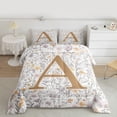 thumbnail image 2 of Homewish Letter A Monogrammed Bedding Comforter Set,Retro Rustic Flower Twin Comforter Sets,Countryside Plant Bedding Set For Child,Microfiber Room Decorative Reversible,2pcs, 2 of 8