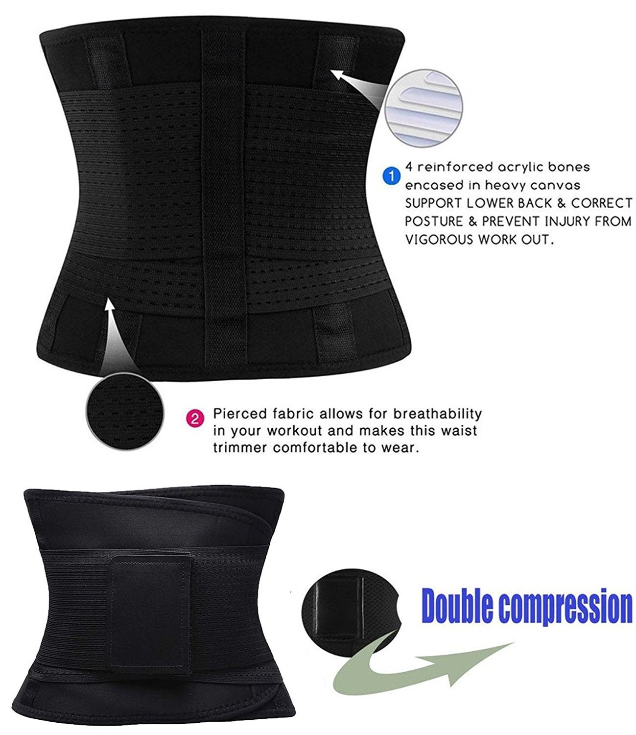 Beautytale Waist Trainer Belt Waist Cincher Trimmer Slimming Body Shaper Belts Sport Girdle For Women Black Xxxl Walmart Com Walmart Com