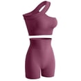 thumbnail image 4 of SEMPAI Two Piece Workout Sets Womens One Shoulder Tank Top Matching High Waist Booty Lifting Shorts Gym Yoga Active Wear Outfits, 4 of 4