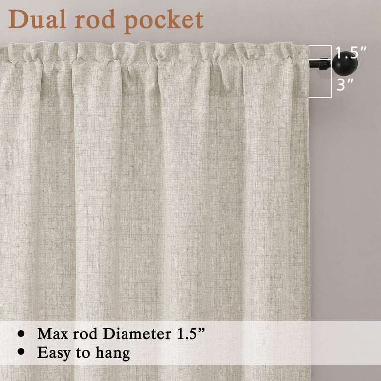 OVZME Judy Cafe Curtains, 30"W x 30"L, Natural Faux Linen photo 4