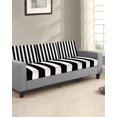 thumbnail image 2 of Simple Black White Stripes Couch Cushion Covers, Stretch Seat Cushion Covers for Sectional Sofa, Modern Stripes Individual Sofa&nbsp;Slipcovers Furniture Protector with Elastic&Straps Small 1Pcs, 2 of 7