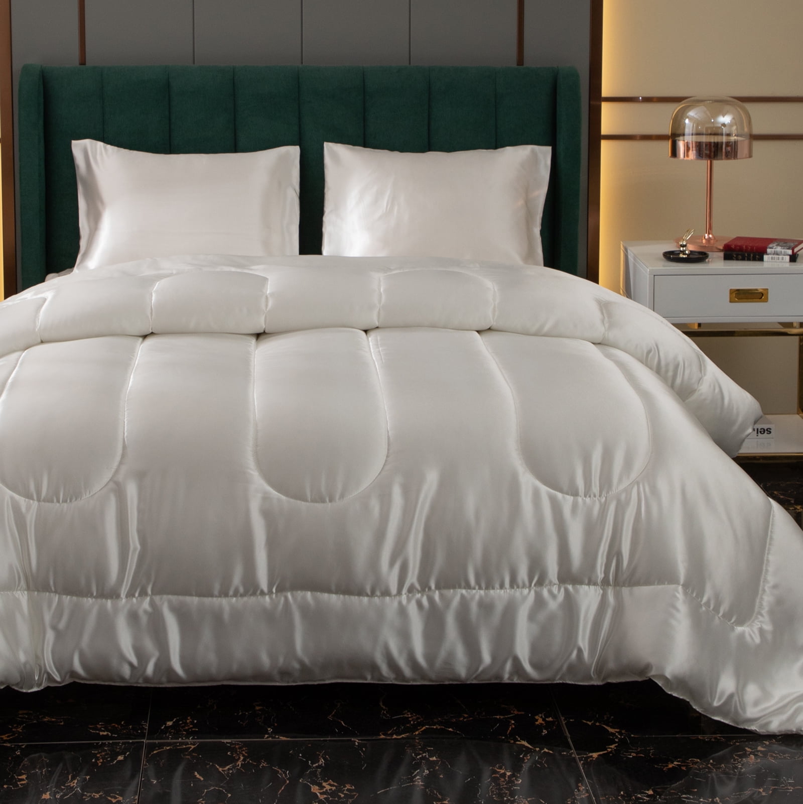 Move Over White Satin Comforter Set King Silk like Satin Bedding Sets
