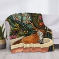thumbnail image 3 of Yiaed Fox Bathtub Floral Art Print Blanket Throw Blanket Soft Cozy Flannel Blanket for Home Bed Sofa Couch Chair-40"x30", 3 of 6