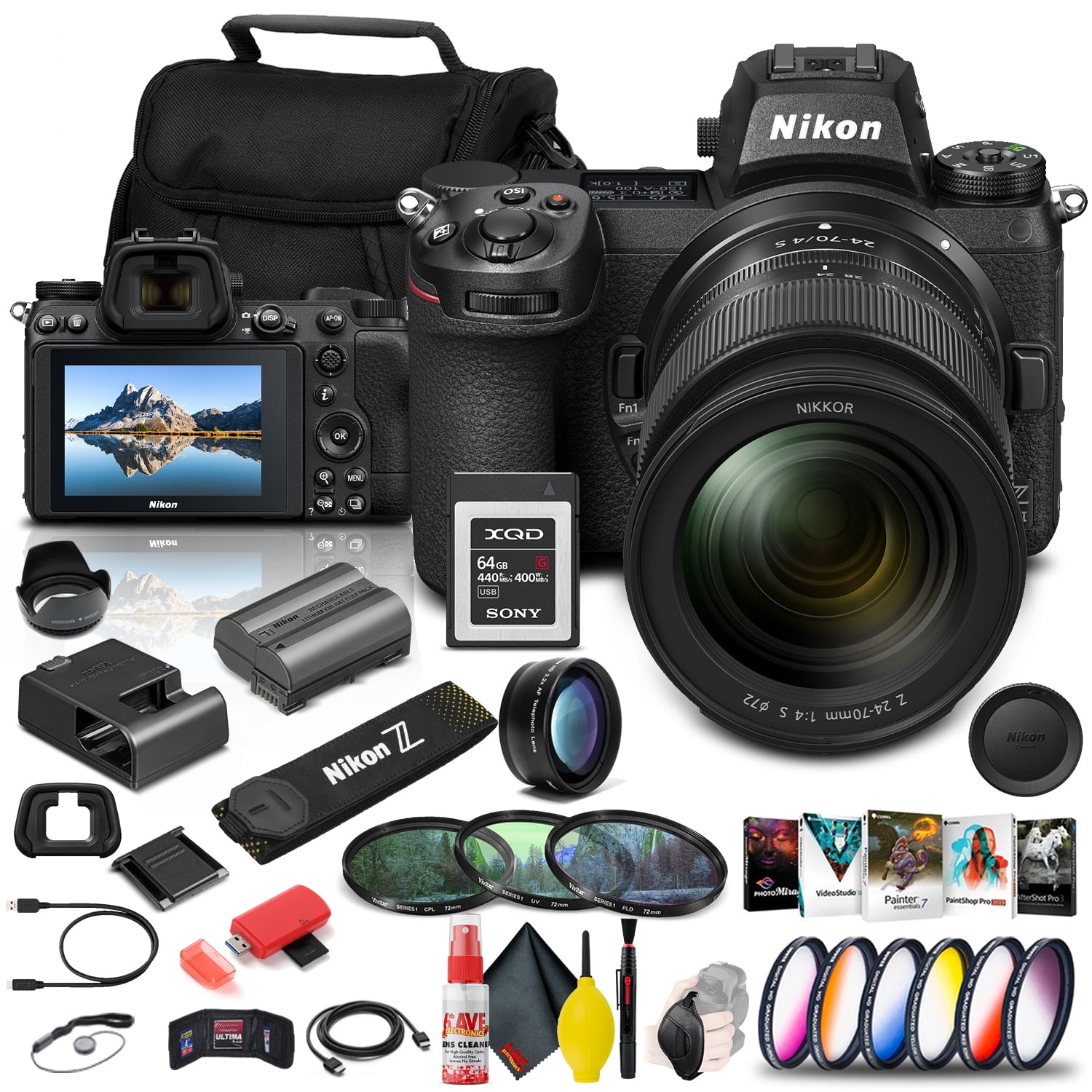 Nikon Z 6II Mirrorless Camera Bundle with 24-70mm Lens 64GB SD Card & Filter Kit (International Model)