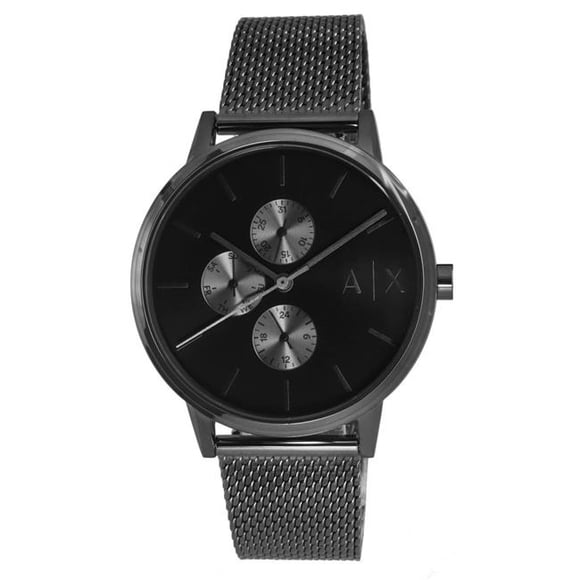 Armani Plus Exchange AX7129SET Multifunction Gunmetal-Tone Stainless Steel Mesh Quartz Mens Watch, Blue