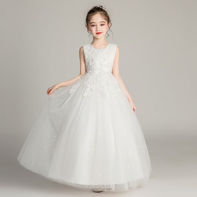 Vestido infantil sin mangas, vestido de princesa de alta gama, vestido de novia para niña, minifalda, vestido de pasarela para niña de las flores, vestido de disfraz de piano