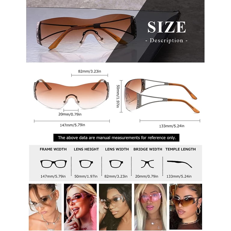 Wrap Around Y2K Sunglasses for Women Men Shield Flat Top  display picture 3