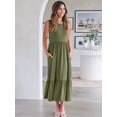 thumbnail image 4 of ANRABESS Women Summer Casual Sleeveless Crewneck Sundress Aline Flowy Tiered Maxi Long Beach Dress Vacation Outfits MediumGreen, 4 of 12