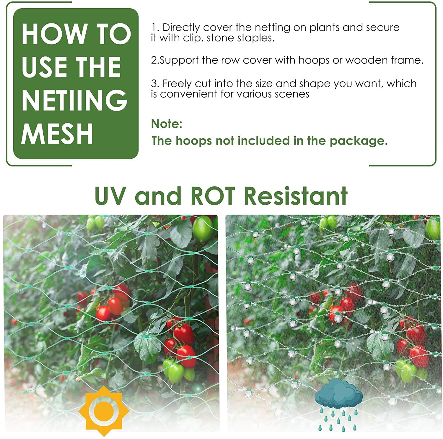 Bird Netting for Garden Protect Vegetable Plants and Fruit Trees13X20Ft,Plastic Trellis Netting for Birds, Deer,Squirrels and Other Animals